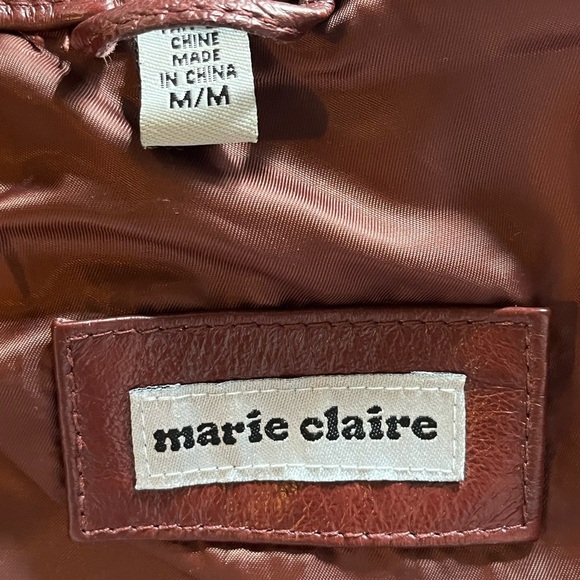 Y2K Marie Claire Moto Red Genuine Leather Jacket Size M - Picture 5 of 6
